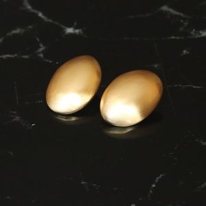 18K Gold Plated Matte Finish Oval Earrings